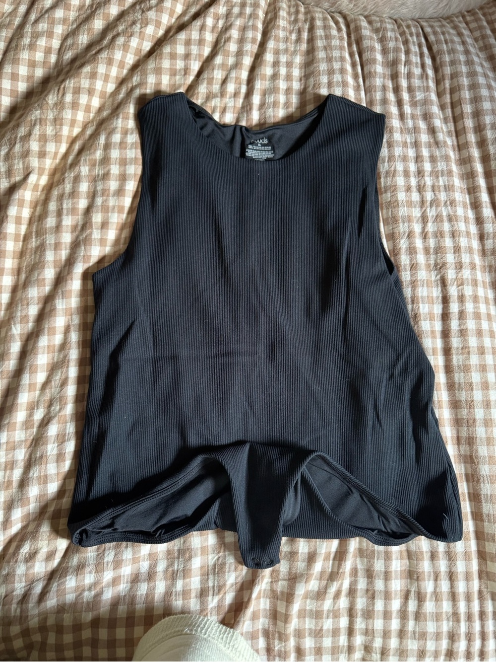 nuuds Black Ribbed Sleeveless Bodysuit